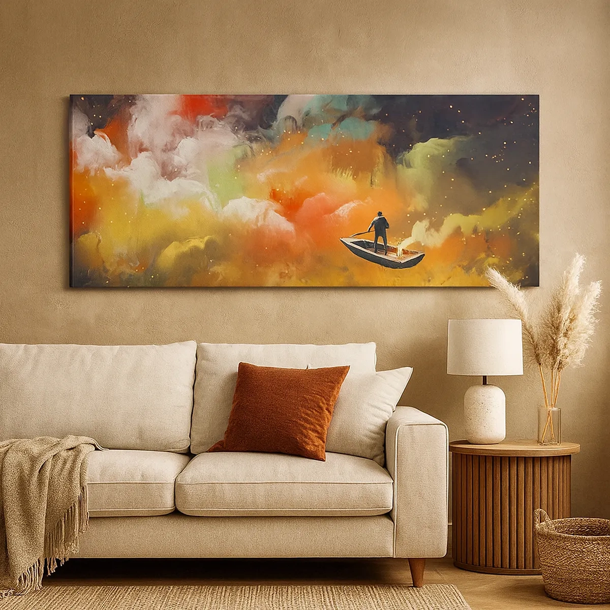 Tablou pe pânză - Cu barca prin galaxie - 30x30 cm