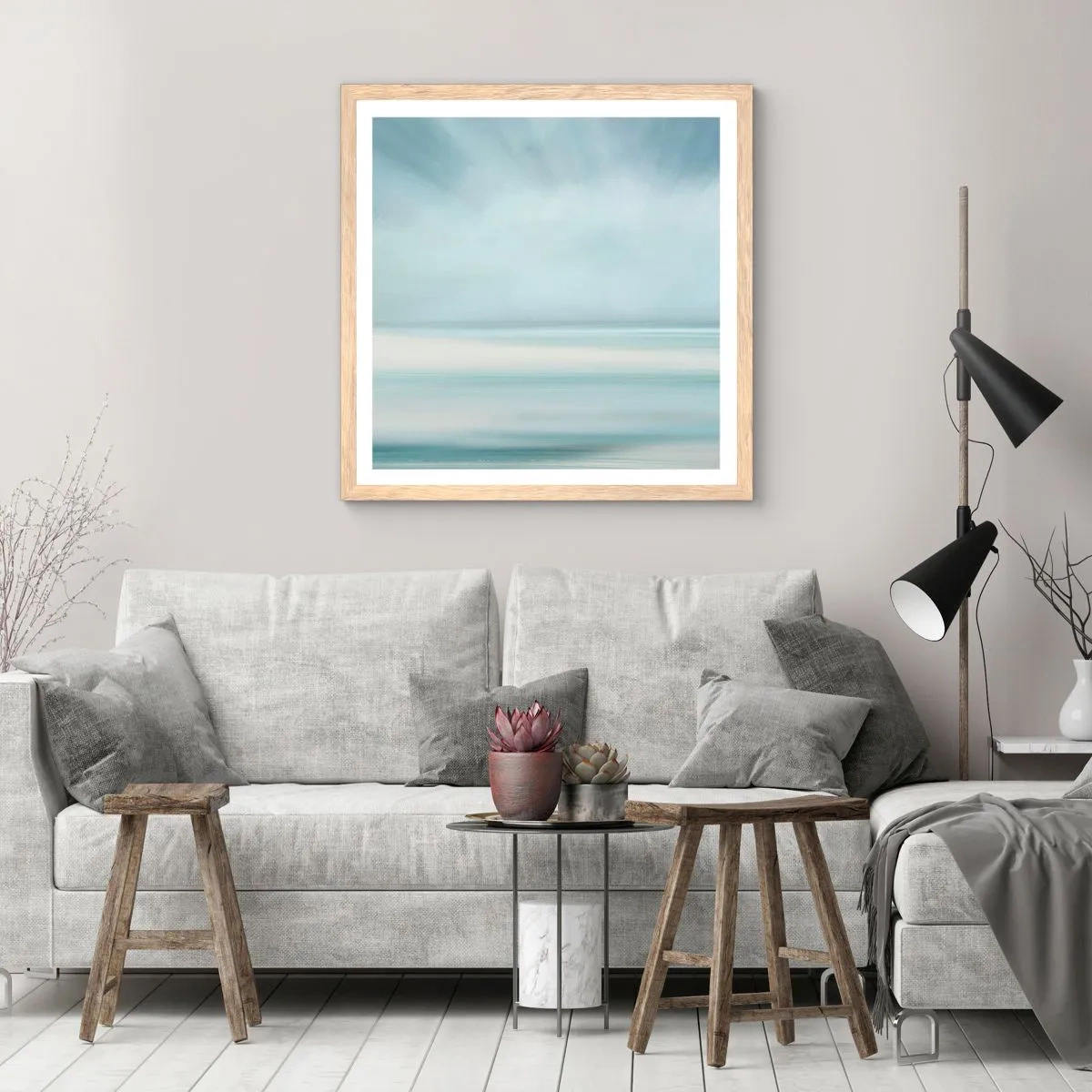 Poster în ramă de stejar deschis - Liniște până la orizont - 30x30 cm