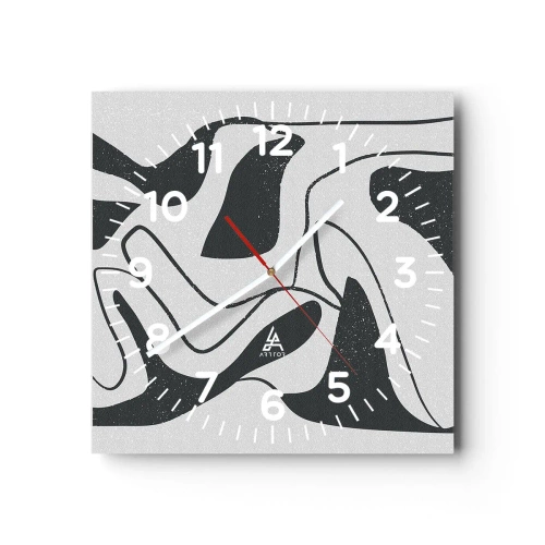 Ceas de perete - Ceas pe sticlă - Distracție abstractă în labirint - 40x40 cm