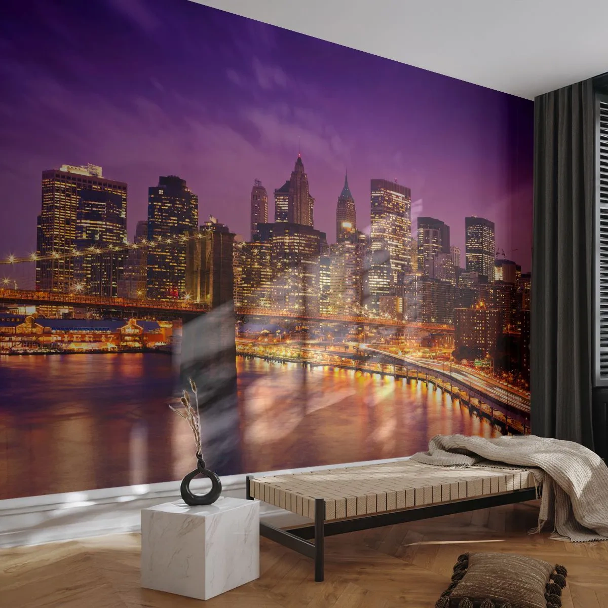Tapet Standard Eco - Manhathannul mov-auriu - Oraș, New York, Arhitectură - 200x140 cm