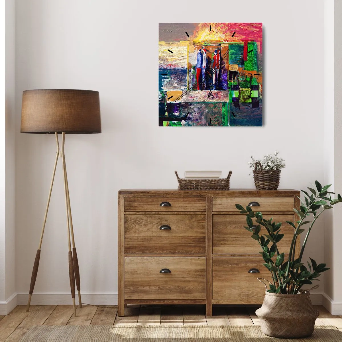 Ceas de perete - Ceas pe sticlă - Relații și emoții - 40x40 cm