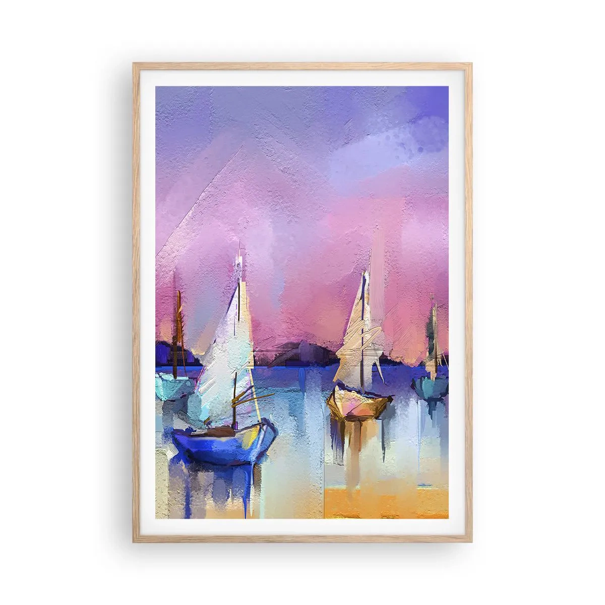 Poster în ramă de stejar deschis - Direcția: ape largi - 70x100 cm