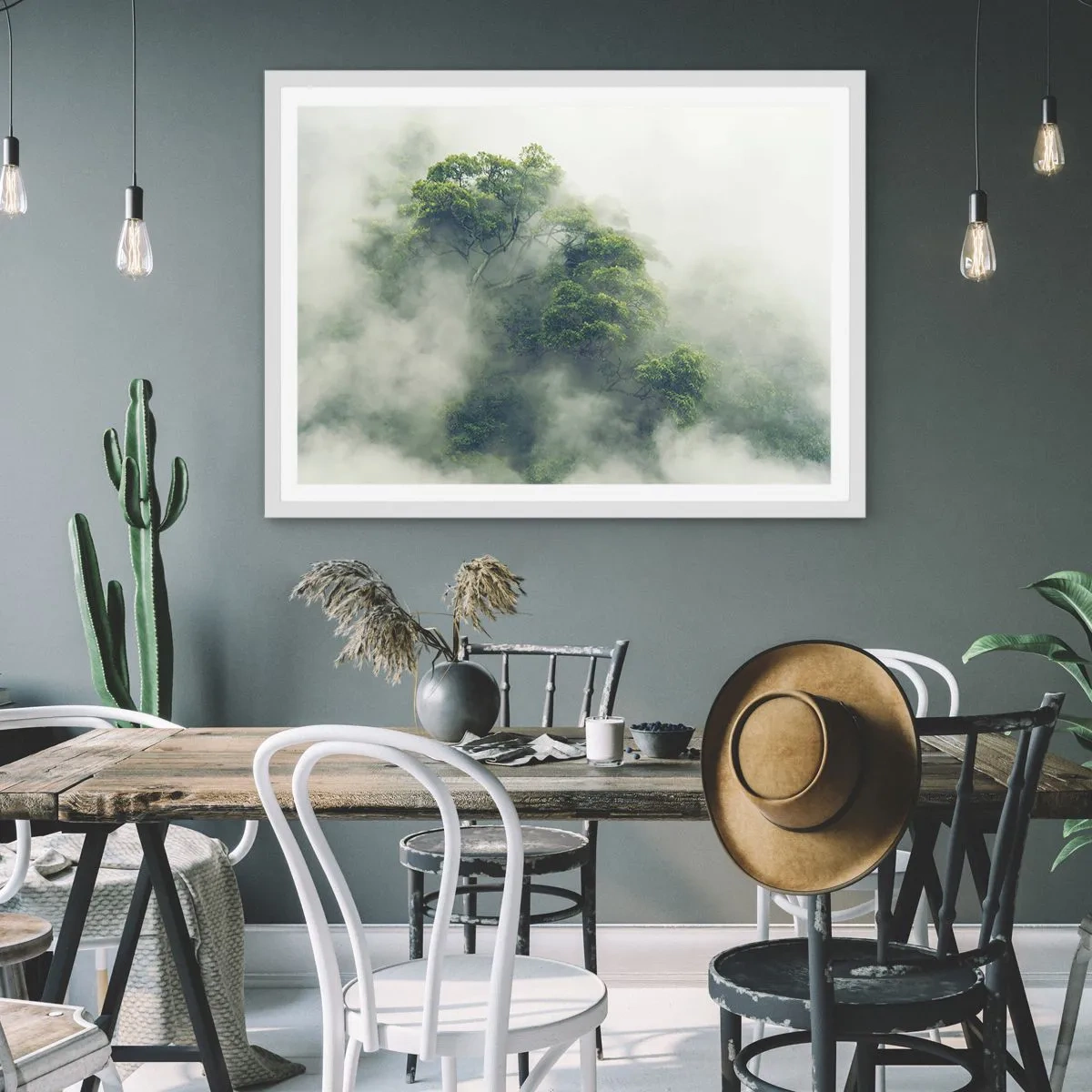 Poster în ramă albă - Înfășurate în ceață - 50x40 cm