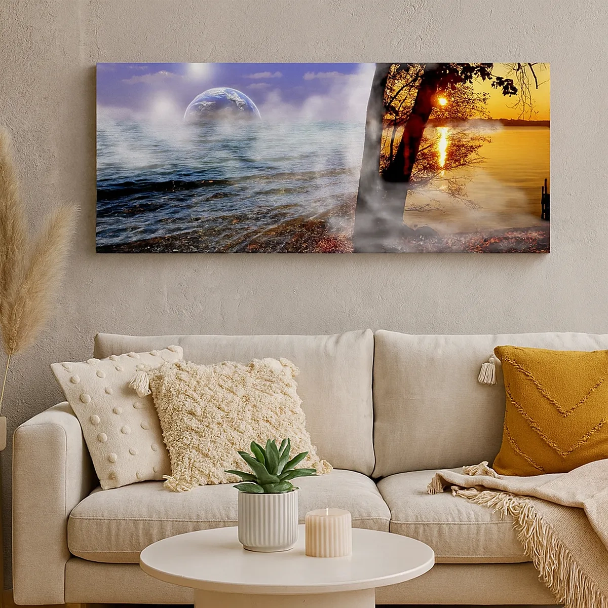 Tablou pe pânză - Peisaj suprarealist - unitatea naturii - 30x30 cm