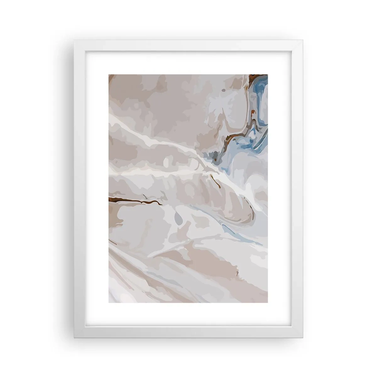 Poster în ramă albă - Meandre albastre sub alb - 30x40 cm