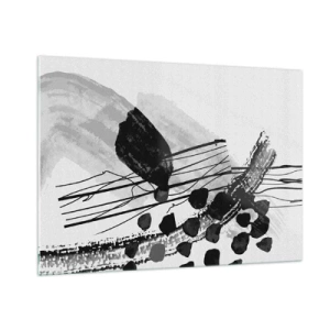 Tablou pe sticlă - Abstracție organică în negru și alb - 100x70 cm