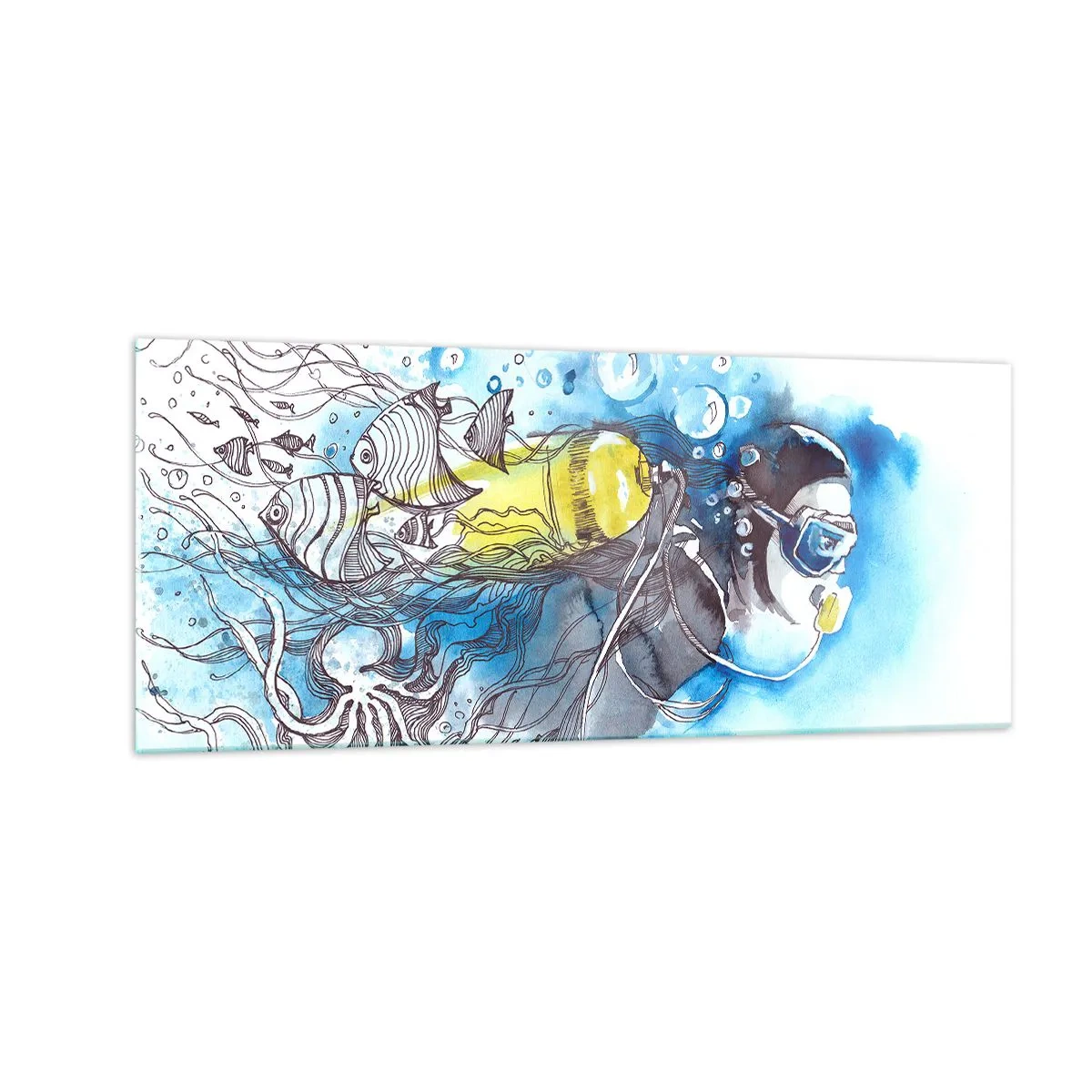 Tablou pe sticlă - Marele albastru - 100x40 cm