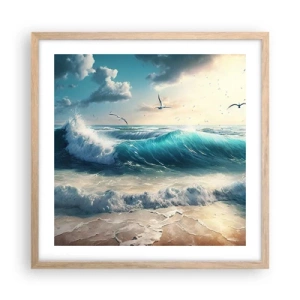 Poster în ramă de stejar deschis - Sunetul valurilor doar pentru tine - 50x50 cm