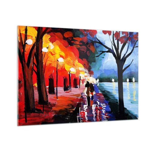 Tablou pe sticlă - Toamnă înflăcărată în parc - 100x70 cm