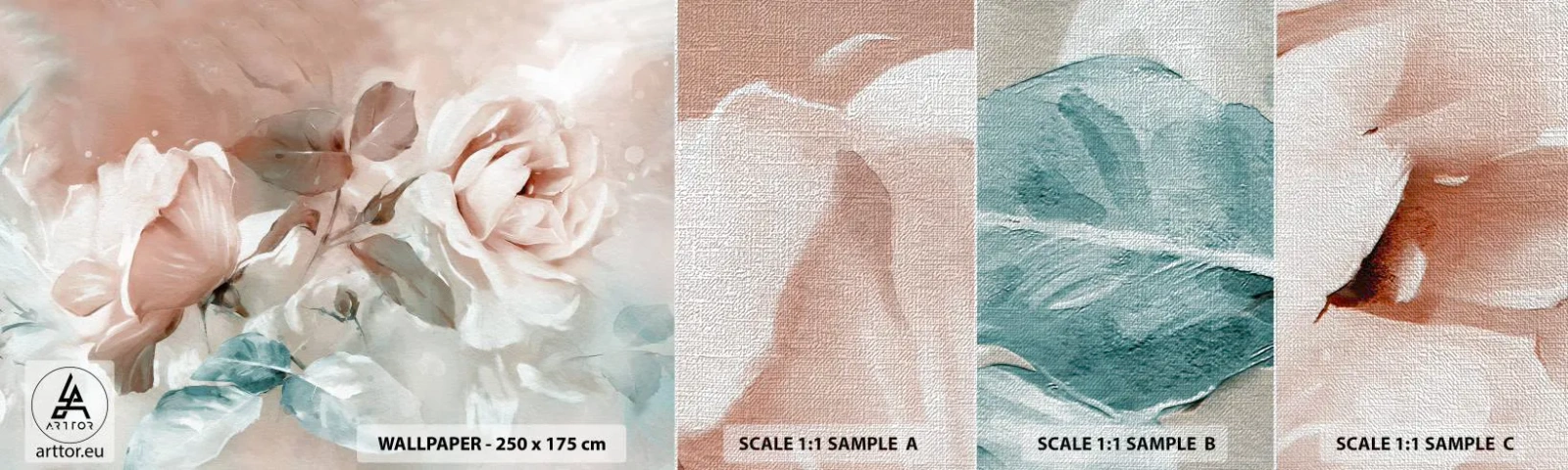 Mostră tapet Premium Canvas - Spiritul romantismului - Flori, Romantic, Trandafiri - 100x30 cm