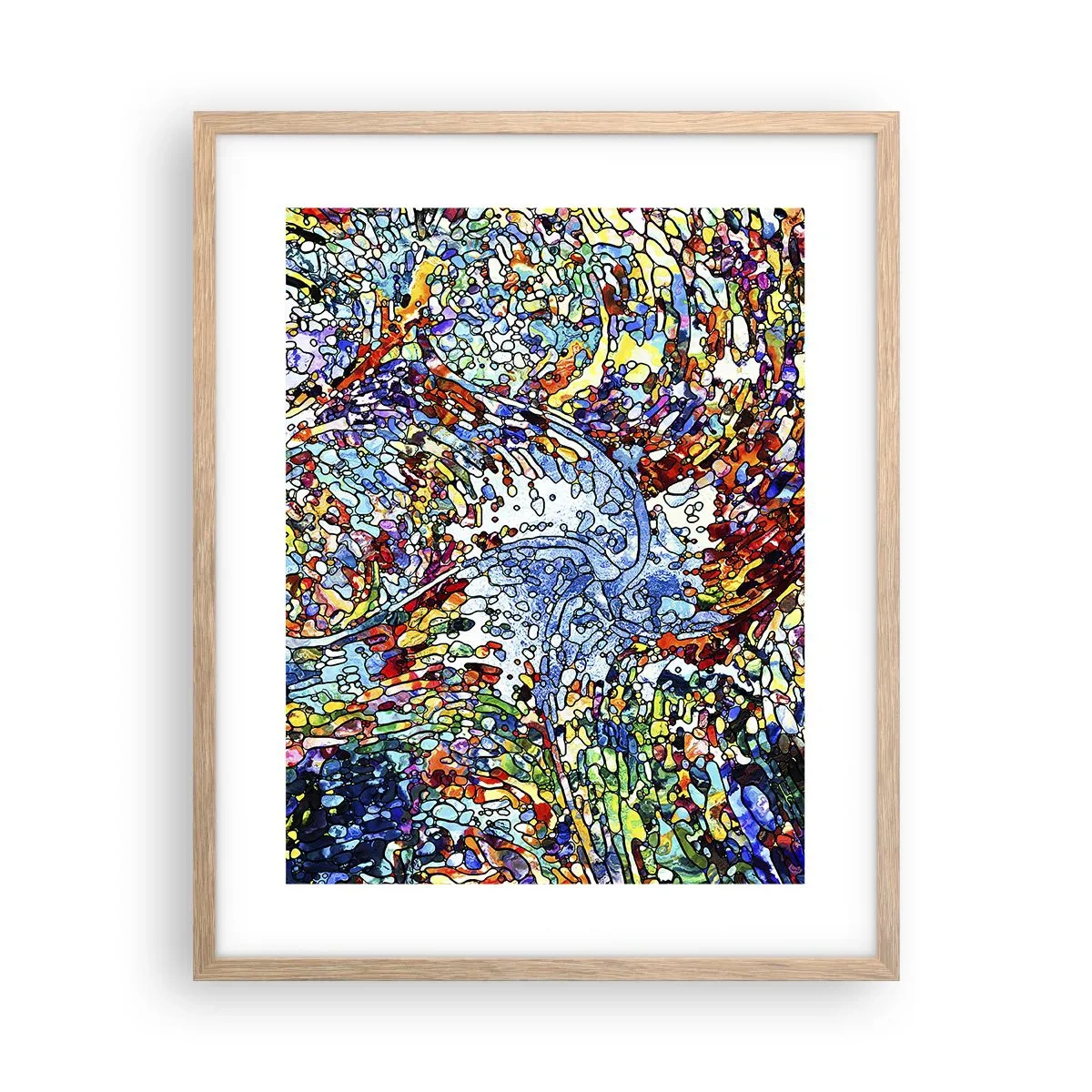 Poster în ramă de stejar deschis - Vitraliu de picături - 40x50 cm