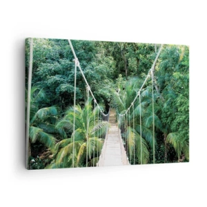 Tablou pe pânză Canvas - Un pod suspendat într-o junglă tropicală plină de verdeață - 70x50cm - Welcome to the jungle! - Decorațiune modernă pentru perete pentru living și dormitor ARTTOR