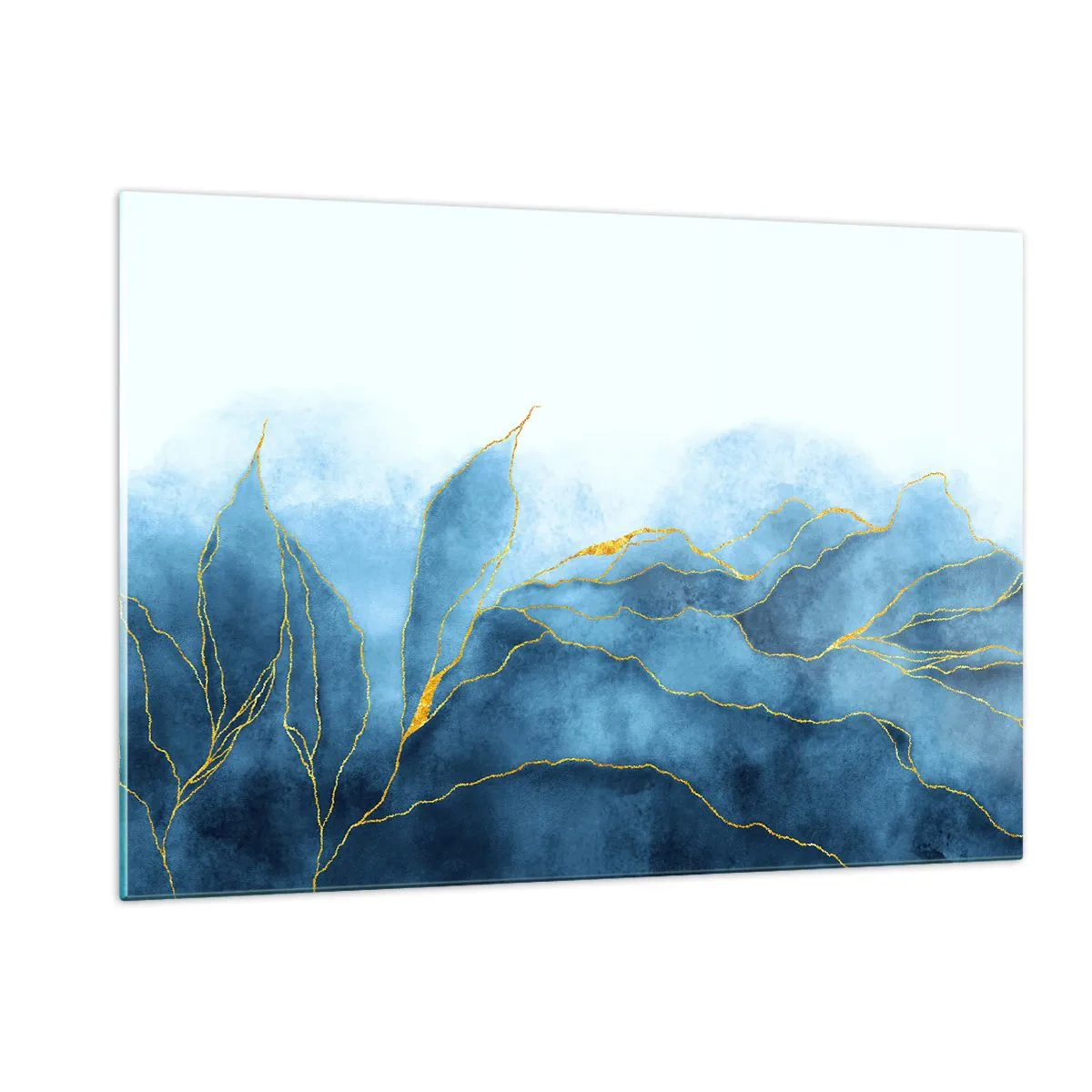 Tablou pe sticlă - Albastru în aur - 120x80 cm