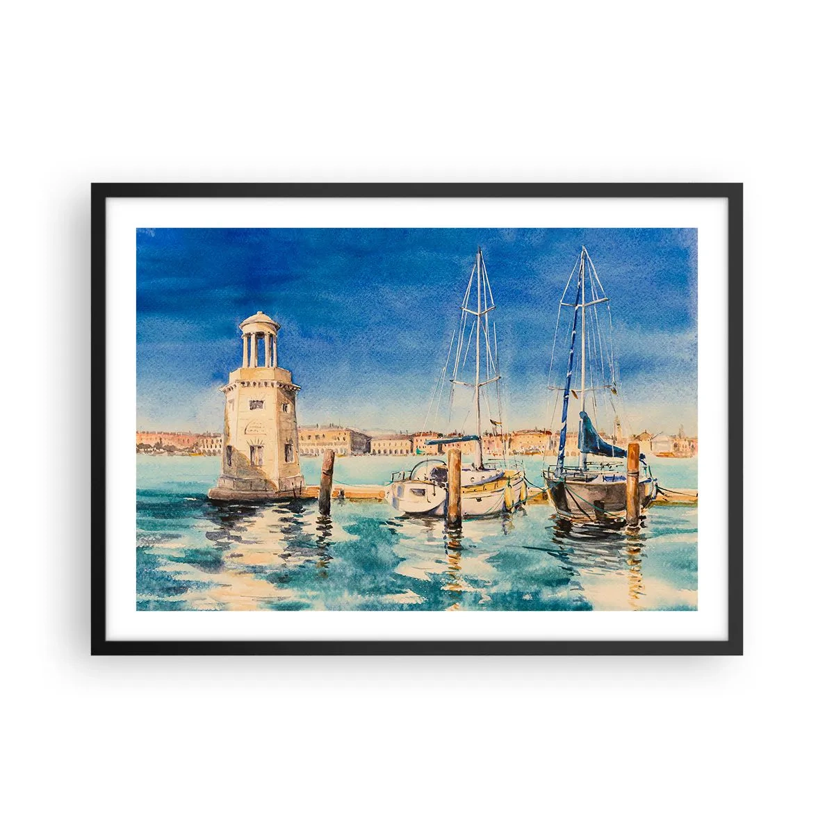 Poster în ramă neagră - Laguna însorită - 70x50 cm
