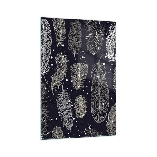 Tablou pe sticlă - Dantelă cu pene - 70x100 cm