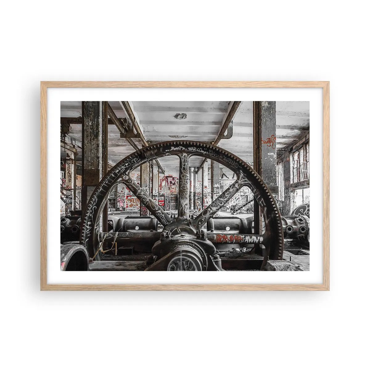 Poster în ramă de stejar deschis - Viața secretă a unei fabrici - 70x50 cm