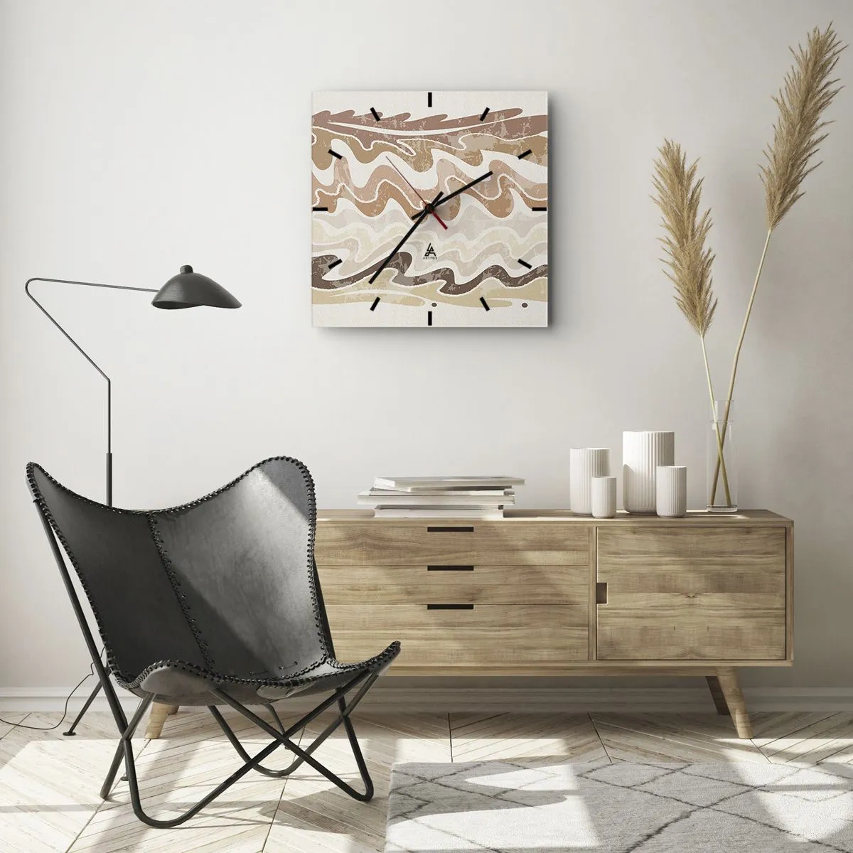 Ceas de perete - Ceas pe sticlă - Energie bună - emoții bune - 40x40 cm