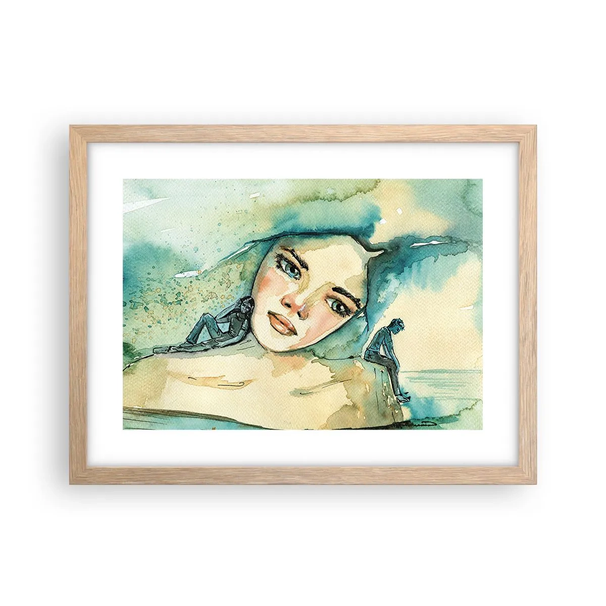 Poster în ramă de stejar deschis - Am I blue? - 40x30 cm