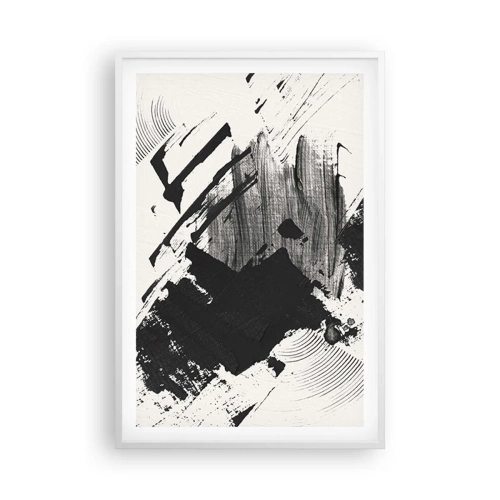 Poster în ramă albă - Abstracție - expresie de negru - 61x91 cm