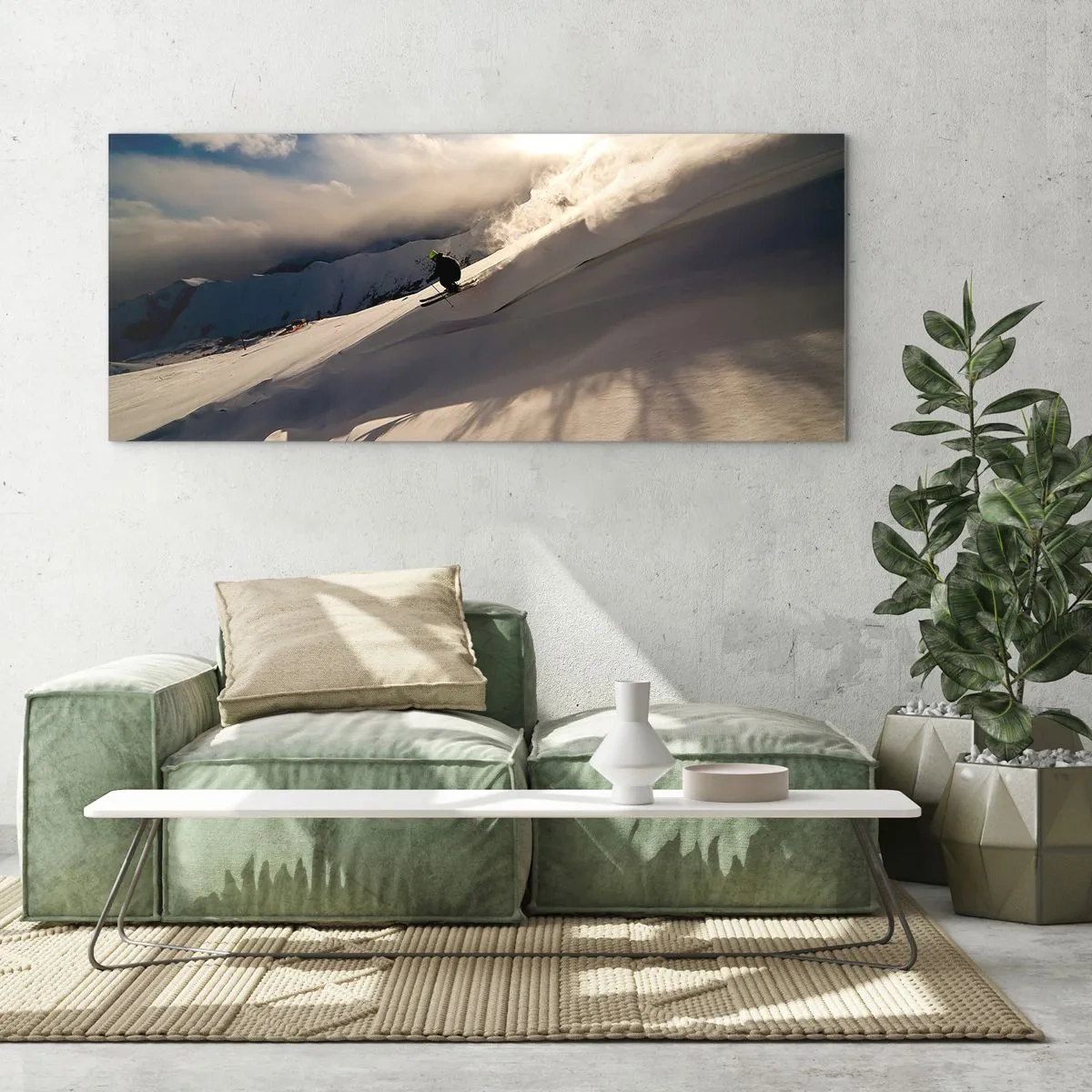 Tablou pe sticlă - Provocarea munților - 100x40 cm