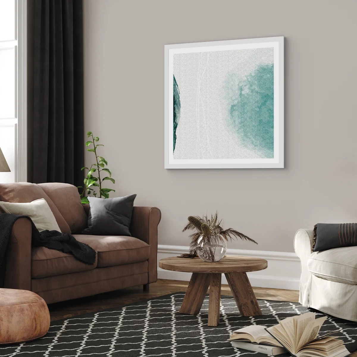 Poster în ramă albă - Întâlnire cu ceața - 30x30 cm