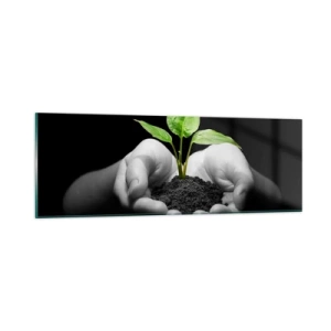 Tablou pe sticlă - Iubesc natura, o protejez - 90x30 cm