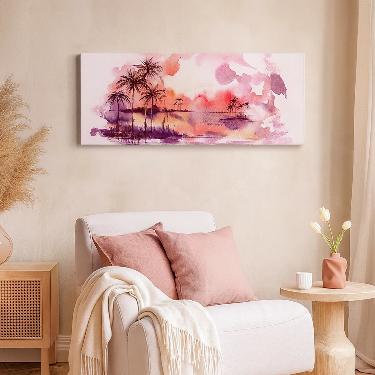 Tablou pe pânză - Liniștea tropicelor în roșu - 30x30 cm