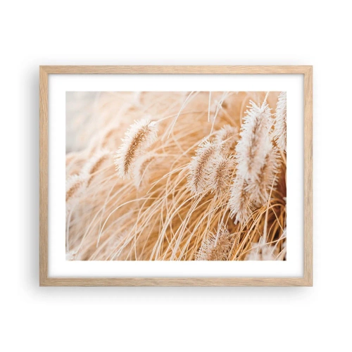 Poster în ramă de stejar deschis - Foșnetul auriu al ierburilor - 50x40 cm