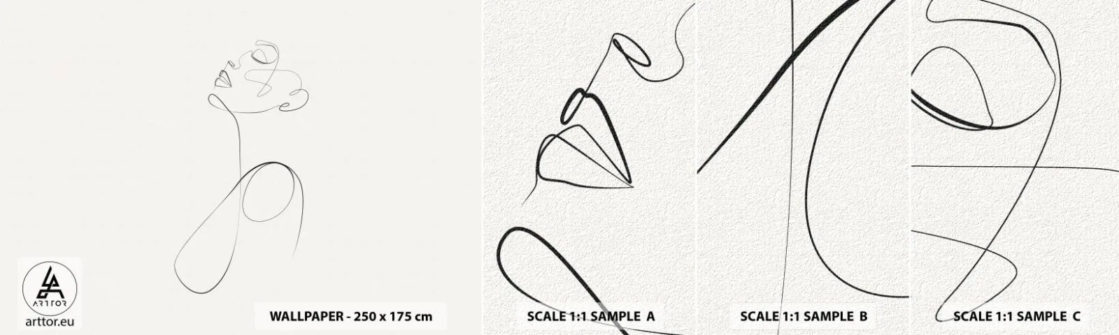Mostră de Tapet Standard Eco - Încâlcită în vise - Femeie, Grafică, Bucată - 100x30 cm