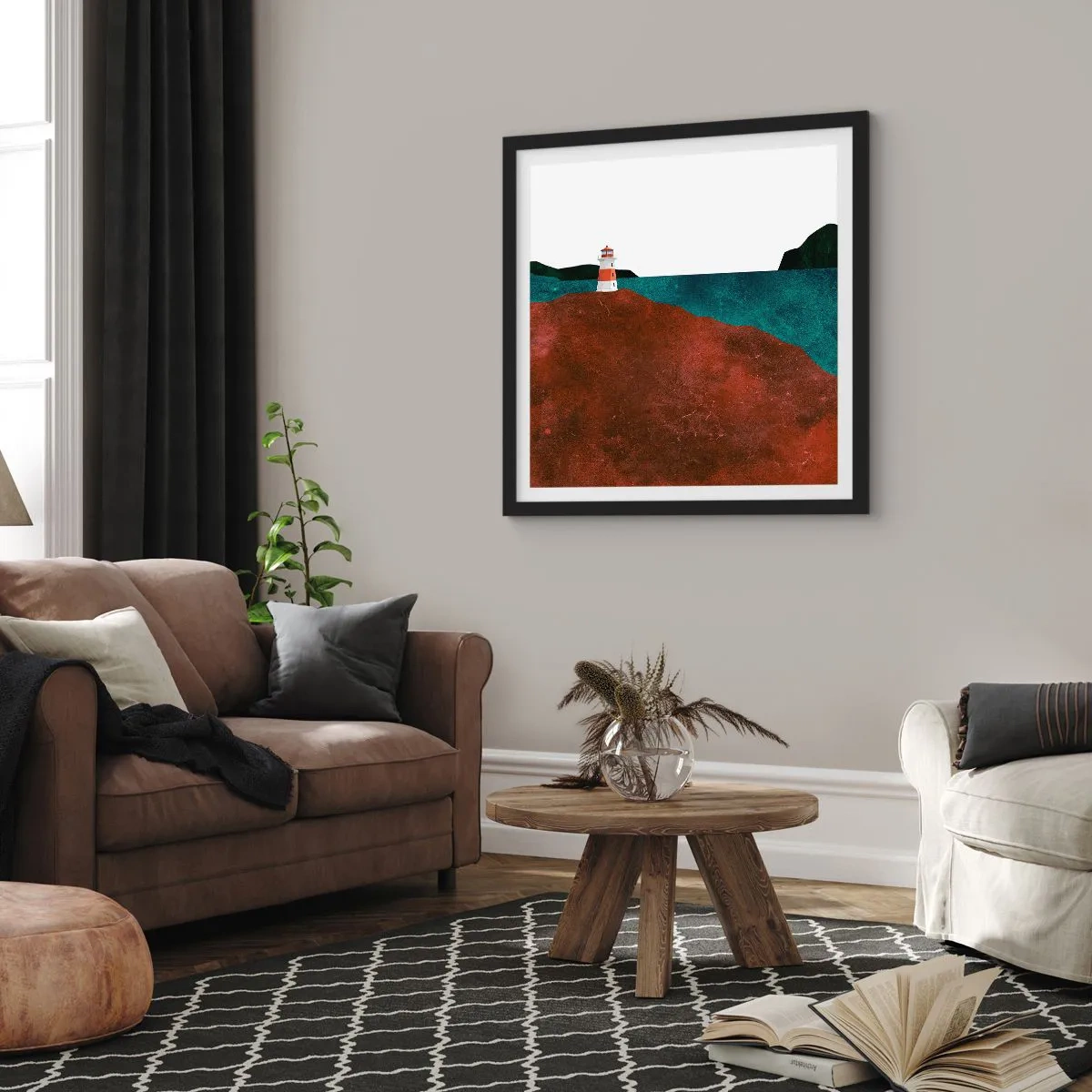 Poster în ramă neagră - Privind marea - 60x60 cm