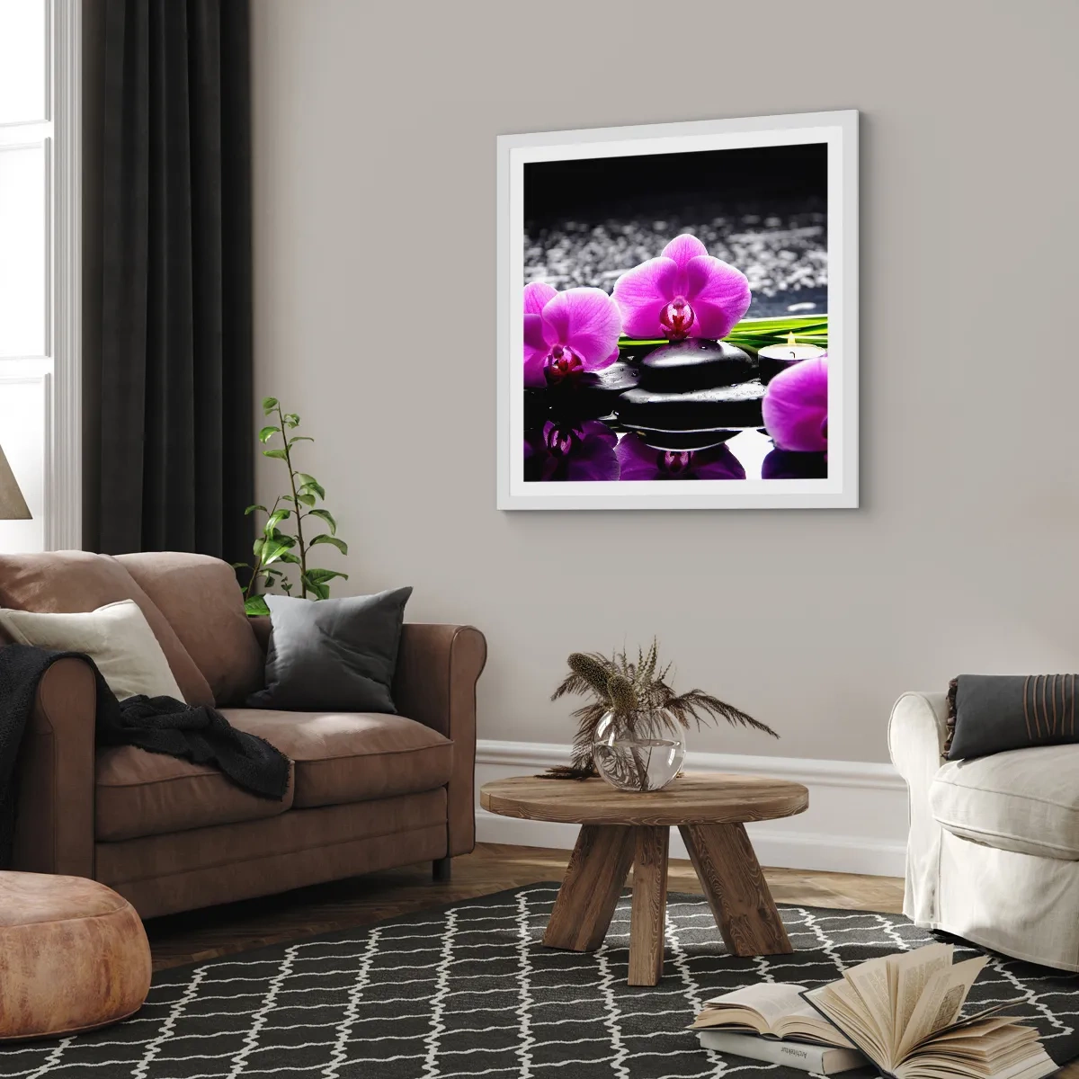 Poster în ramă albă - Să te scufunzi în pace și liniște - 50x50 cm