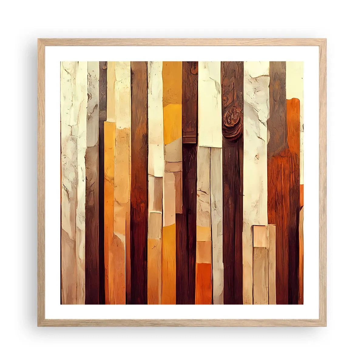 Poster în ramă de stejar deschis - Imnul copacilor din pădure - 60x60 cm