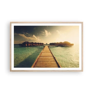 Poster în ramă de stejar deschis - O invitație caldă - 91x61 cm