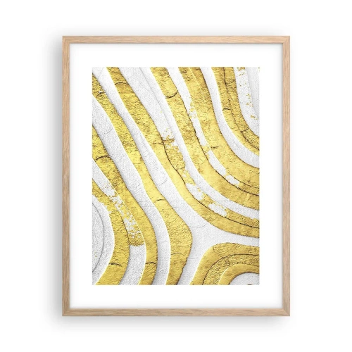 Poster în ramă de stejar deschis - Compoziția în alb și auriu - 40x50 cm