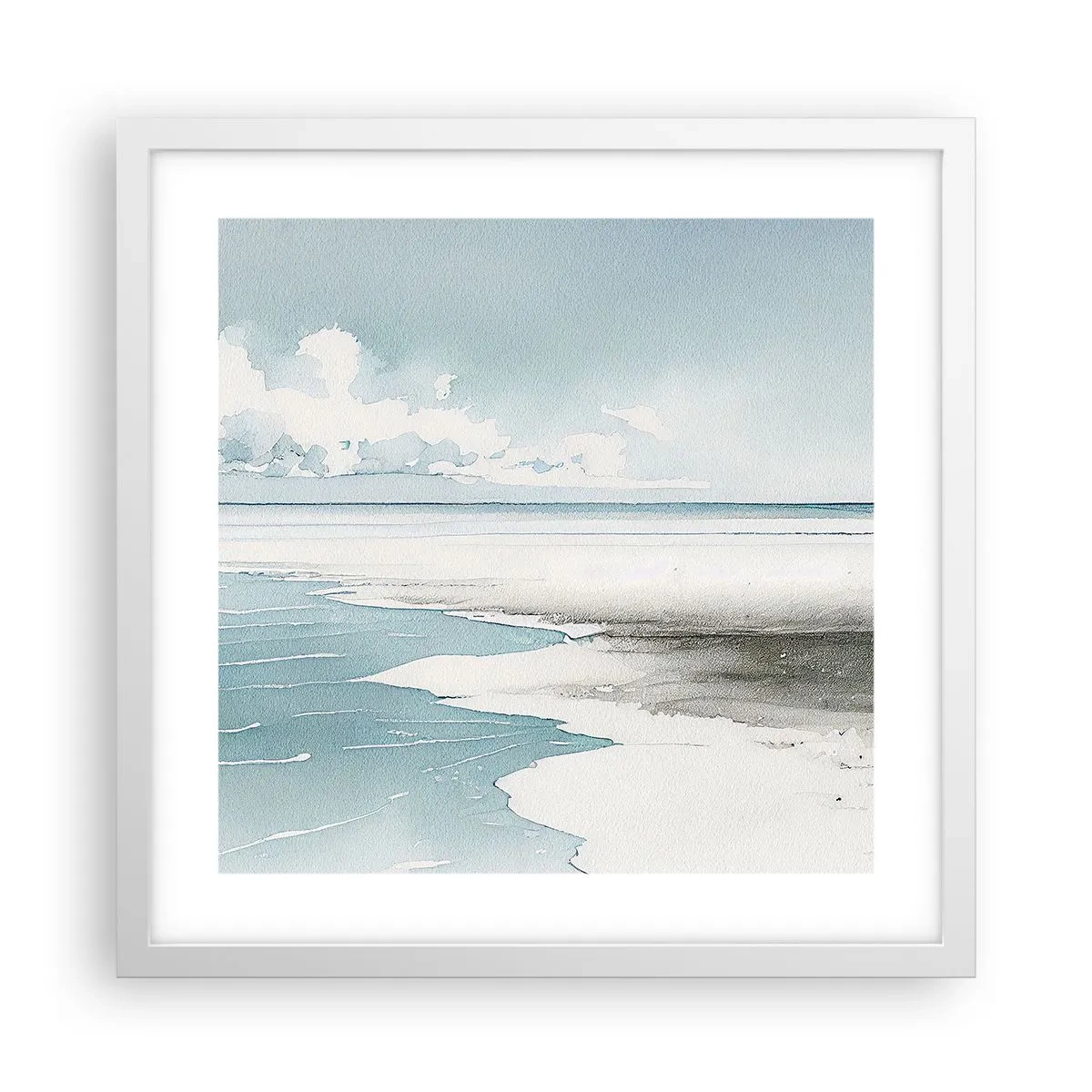 Poster în ramă albă - Mareea blândă - 40x40 cm