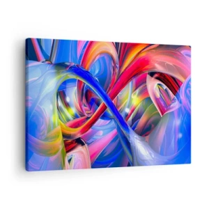 Tablou pe pânză Canvas - Compoziții geometrice abstracte, colorate, în forme dinamice - 70x50cm - Dansul culorilor - Decorațiune modernă pentru perete pentru living și dormitor ARTTOR