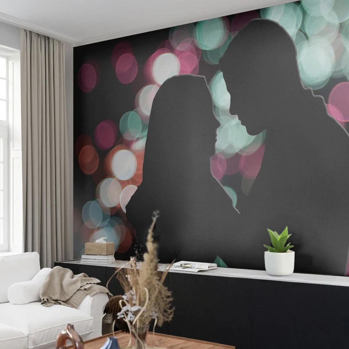 Tapet Premium Canvas - Da! - oameni, Cuplu îndrăgostit, Noaptea întâlnirii - 250x175 cm