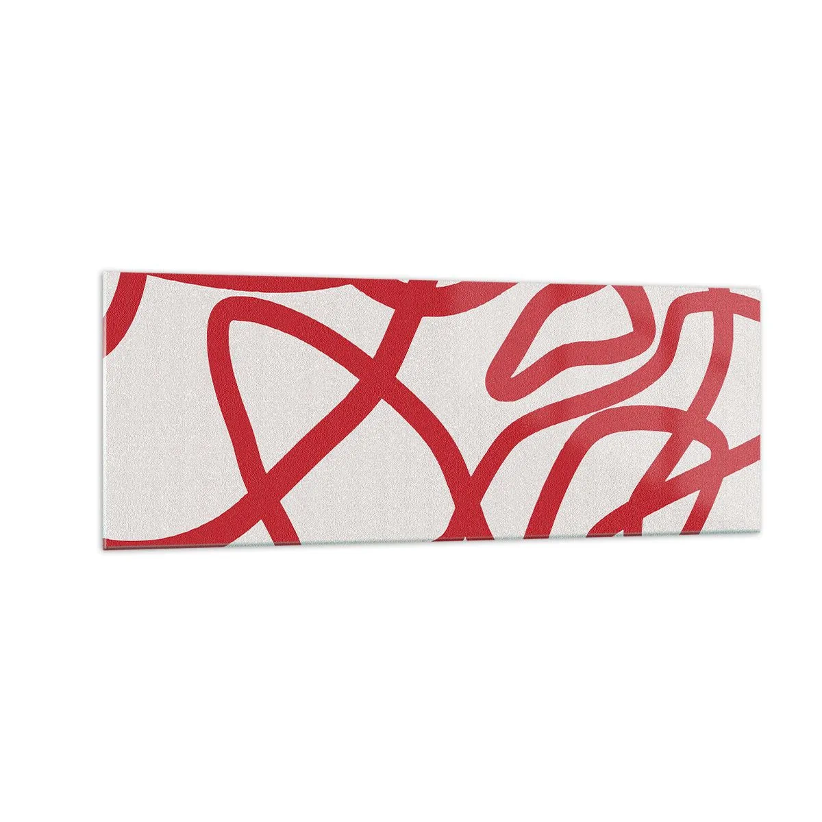 Tablou pe sticlă - Roșu pe alb - 140x50 cm