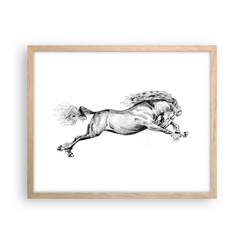 Poster în ramă de stejar deschis - Oprit din galop - 50x40 cm