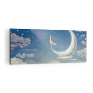 Tablou pe pânză - Provocatoare în albastru - 100x40 cm
