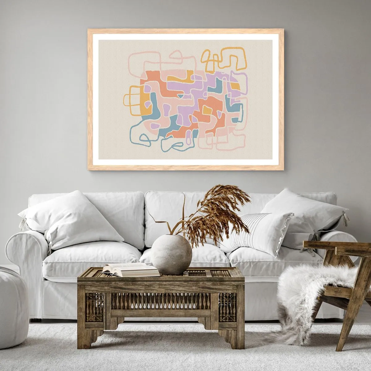 Poster în ramă de stejar deschis - Labirintul - o aventură plină de bucurie - 91x61 cm