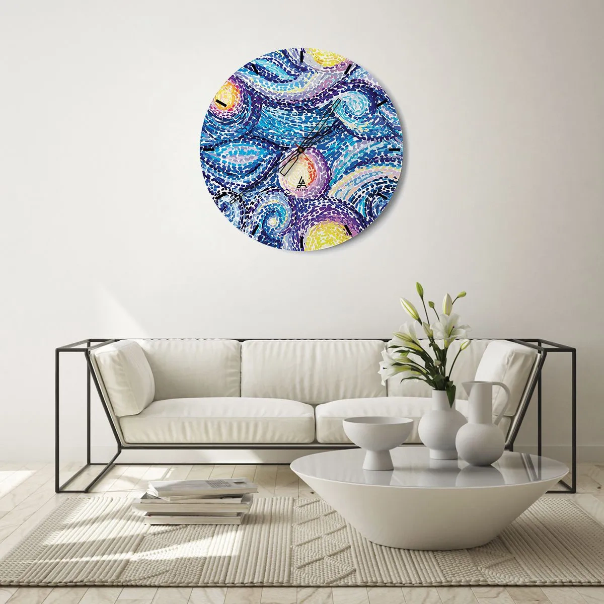 Ceas de perete - Ceas pe sticlă - Dintr-un tablou de van Gogh - 30x30 cm