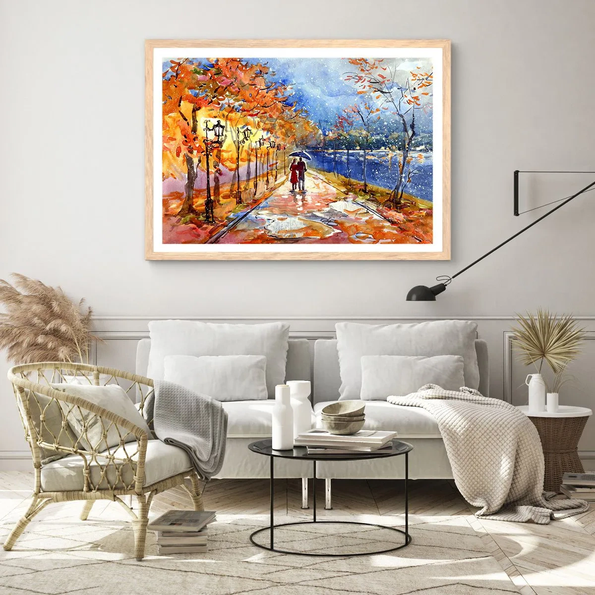 Poster în ramă de stejar deschis - Împreună până la limita de timp - 100x70 cm