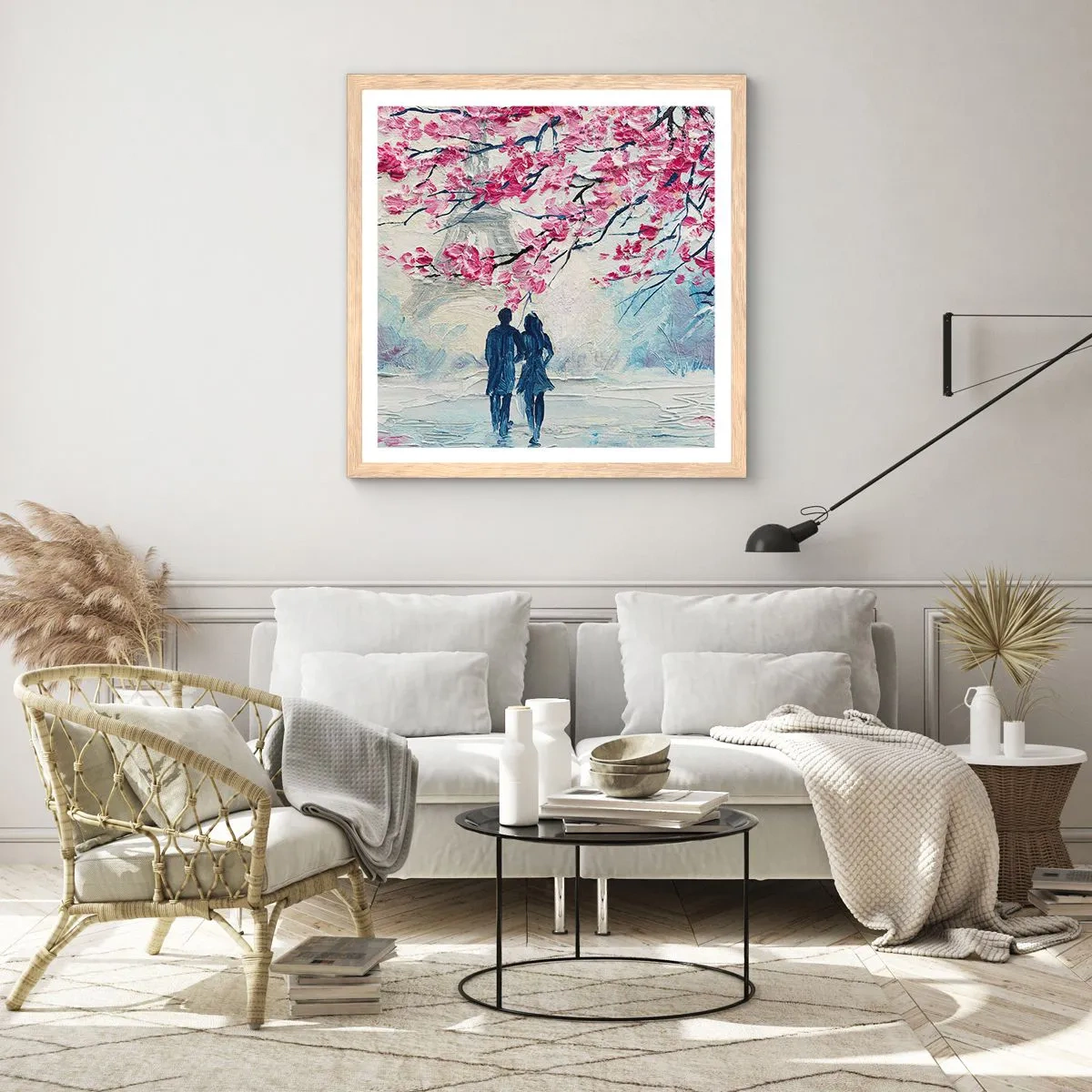 Poster în ramă de stejar deschis - Plimbare romantică - 60x60 cm