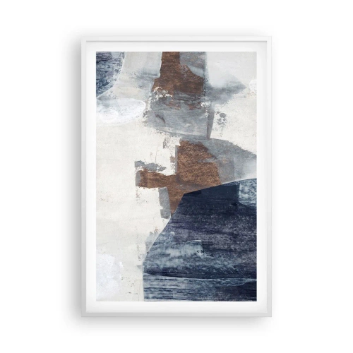 Poster în ramă albă - Forme albastre-maronii - 61x91 cm