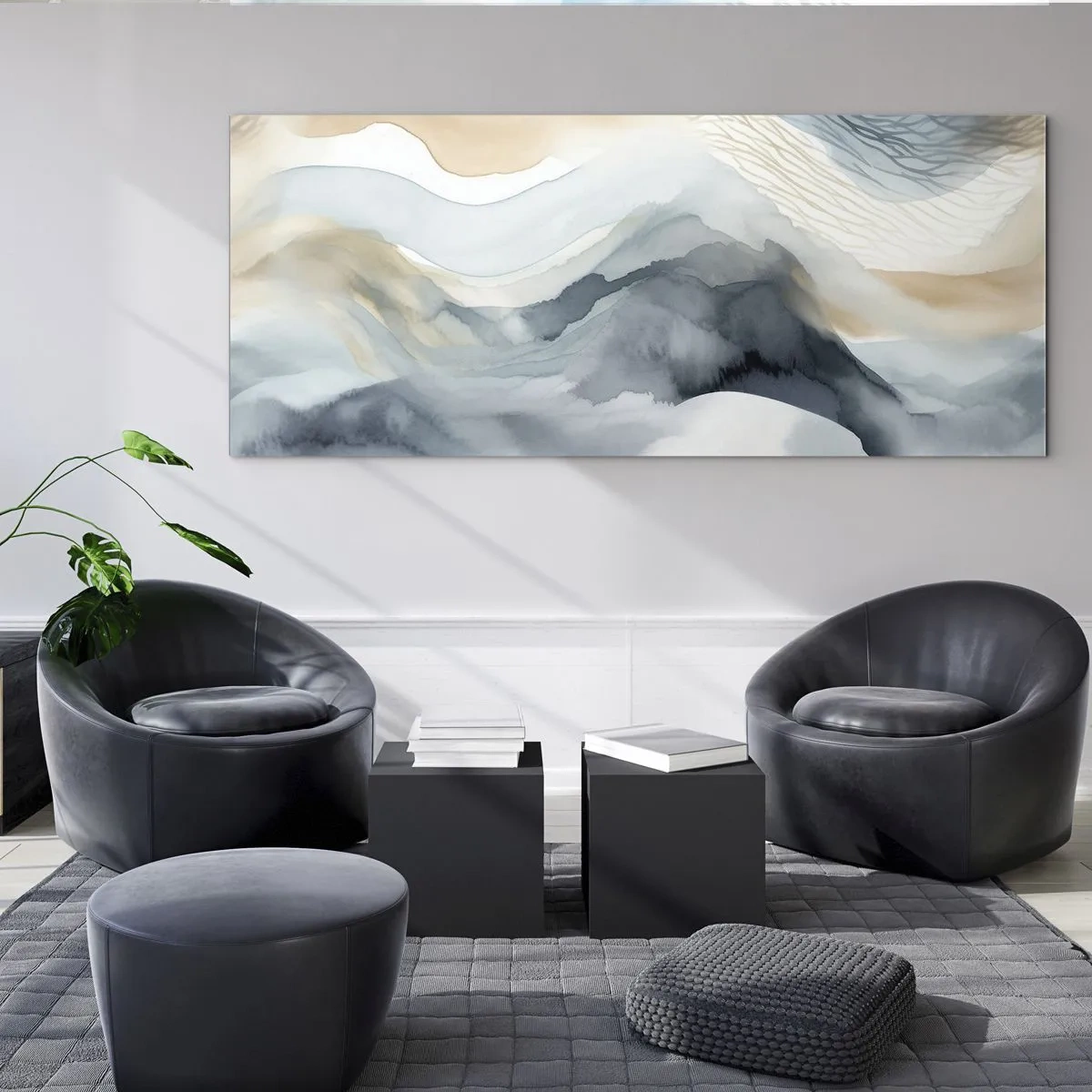 Tablou pe sticlă - Abstracție de zăpadă și ceață - 160x50 cm