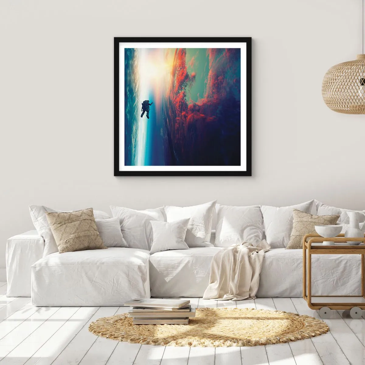 Poster în ramă neagră - Provocând universul - 40x40 cm