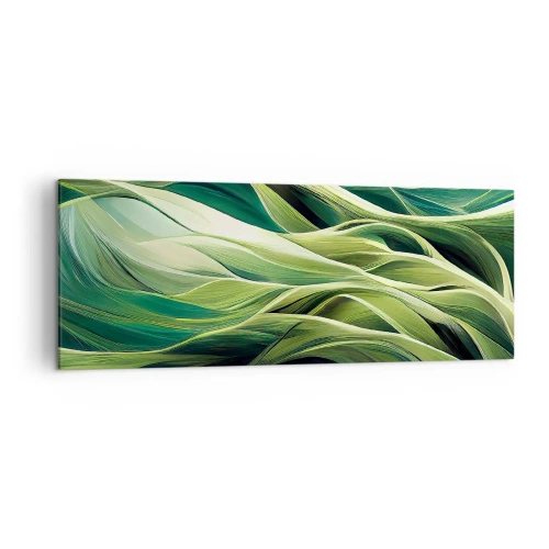 Tablou pe pânză - Un joc abstract de verde - 140x50 cm