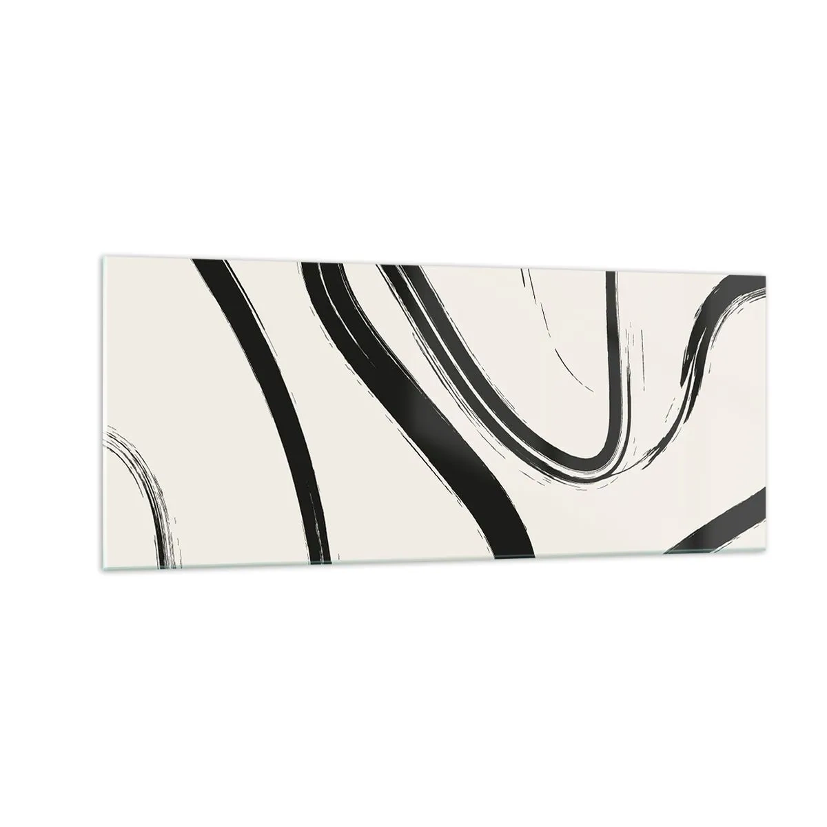 Tablou pe sticlă - Capriciu în alb și negru - 100x40 cm