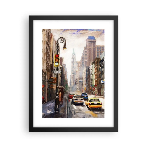 Poster în ramă neagră - New York - plin de culoare și în ploaie - 30x40 cm